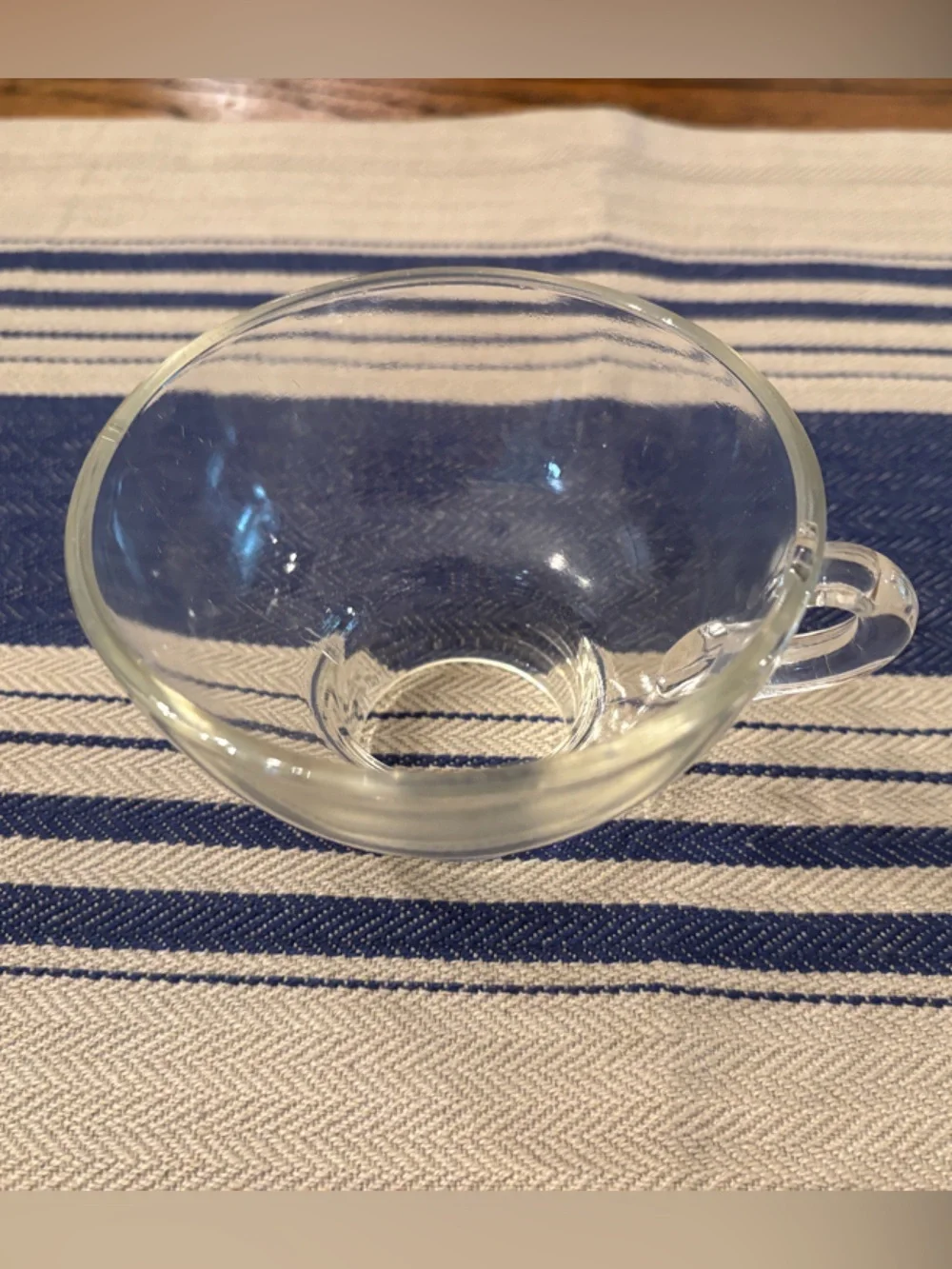 Vintage Heavy Clear Glass Canning Funnel w/ Handle Wide Mouth Preserving Tool